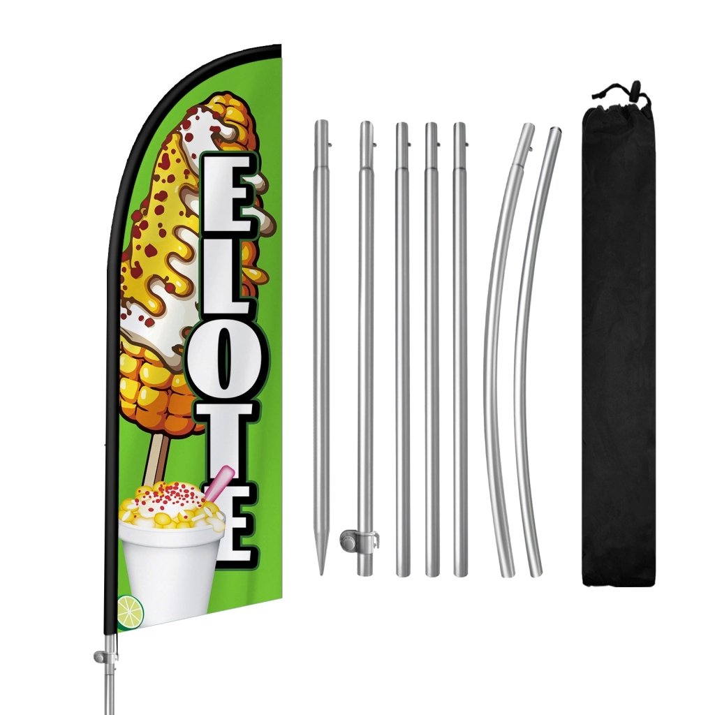 8FT Elote Feather Flag with Stainless Steel Pole Kit/Ground Stake(2m flag set)